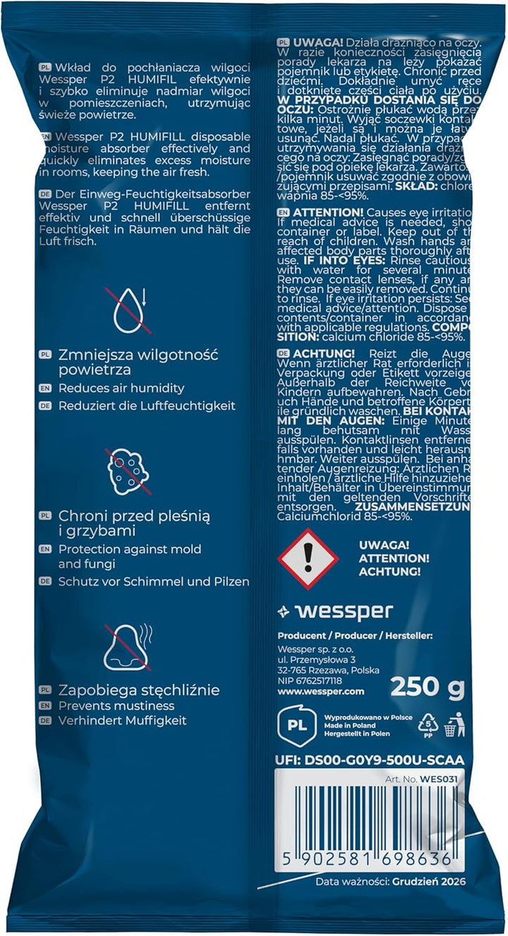 20x Luftentfeuchter Nachfüllbeutel - Granulat im 250g – verhindert Schimmel, Moder, üble Gerüche, St
