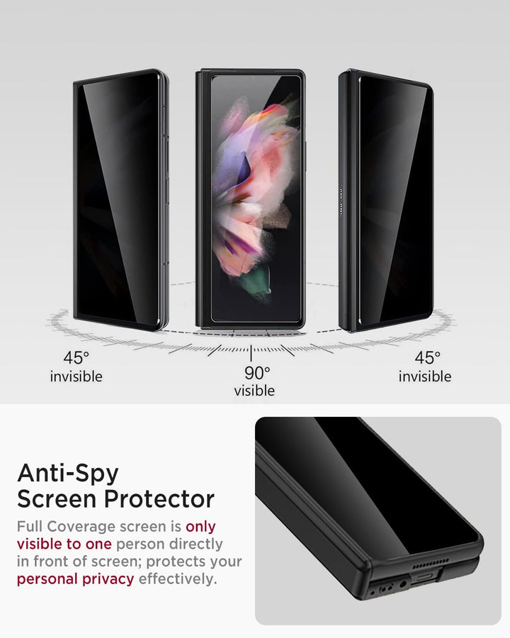 Miimall Kompatibel mit Samsung Galaxy Z Fold 3 Hülle mit Displayschutz Anti-Peeping+Magnetischer Sch