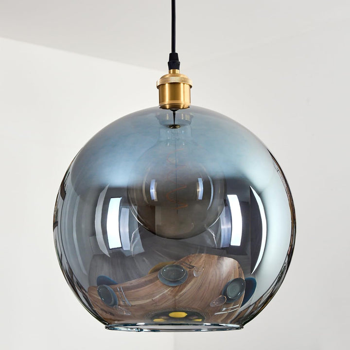 HOFSTEIN Hängeleuchte Koyoto, 1-flammige Hängelampe aus Metall/Glas in Gold/Blau, moderne Pendelleuc