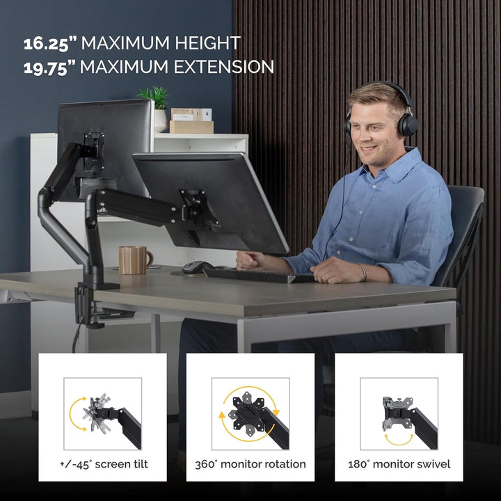 Fellowes Monitor Halterung 2 Monitore bis je 32 Zoll (81,28 cm) - Platinum Series Monitor Arm mit Ga