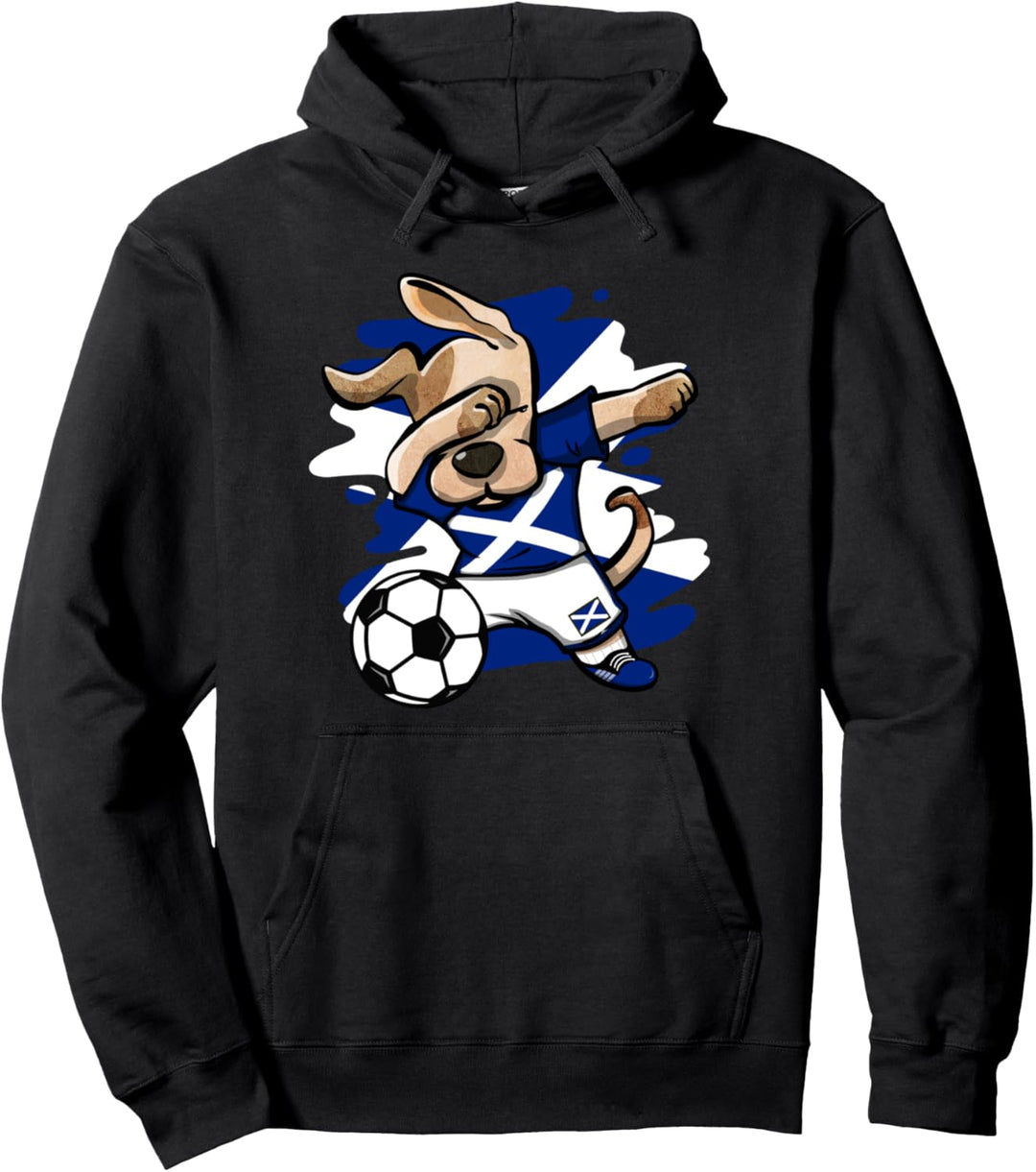 Lustiger Dabbing Hund Schottland Fussball Schottische Flagge Pullover Hoodie