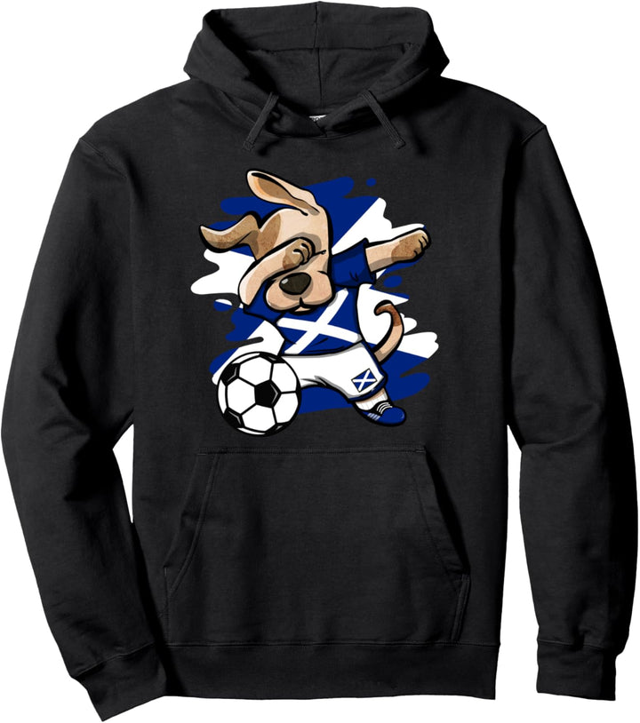 Lustiger Dabbing Hund Schottland Fussball Schottische Flagge Pullover Hoodie