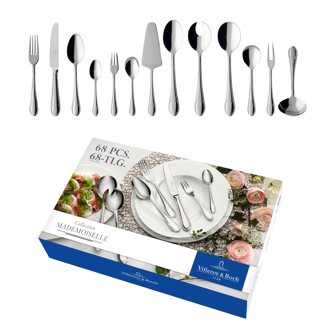 Villeroy & Boch – Mademoiselle Tafelbesteck, Besteckset 68 teilig, spülmaschinenfest, rostfrei, Best