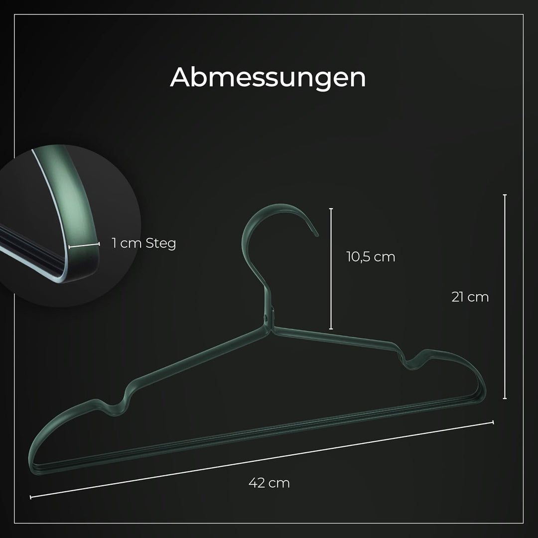 Parusia Kleiderbügel waldgrün, 42cm breit, 1cm stark, Kleiderbügel Metall rostfrei, formstabil, zur