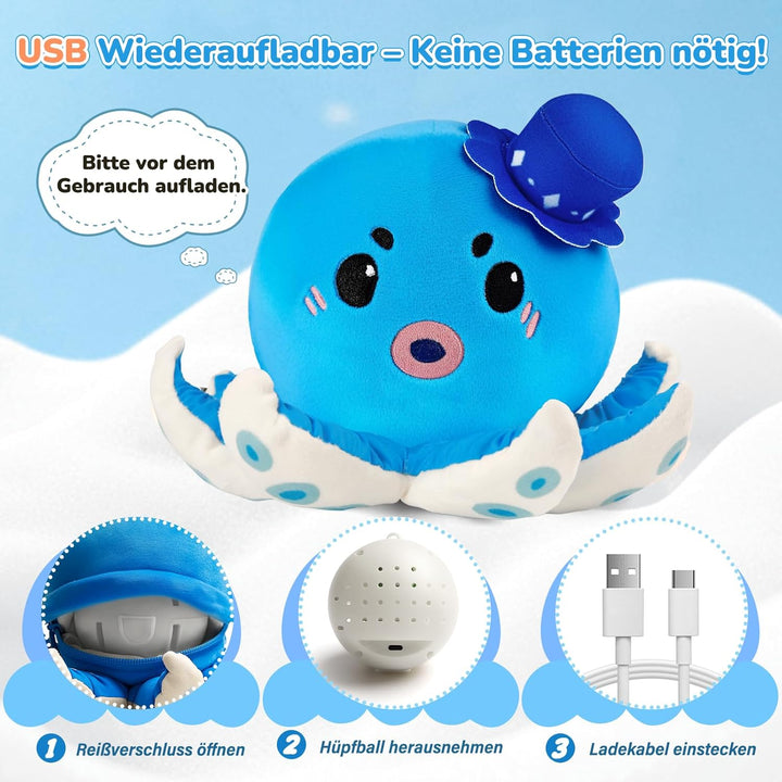SAIMAND Oktopus Baby Spielzeug 6 7 8 9 10 12 Monate, Interaktive Plüschtiere, Musikalische Spielzeug