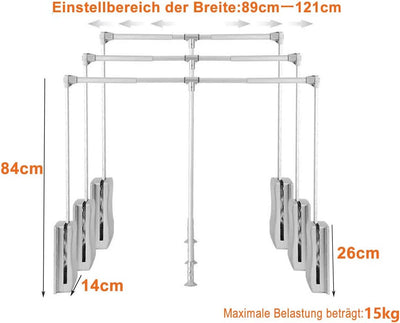 uyoyous Kleiderlift für Schrankbreite, Verstellbare kleiderschranklift, 890-1210mm Breite Regulierba