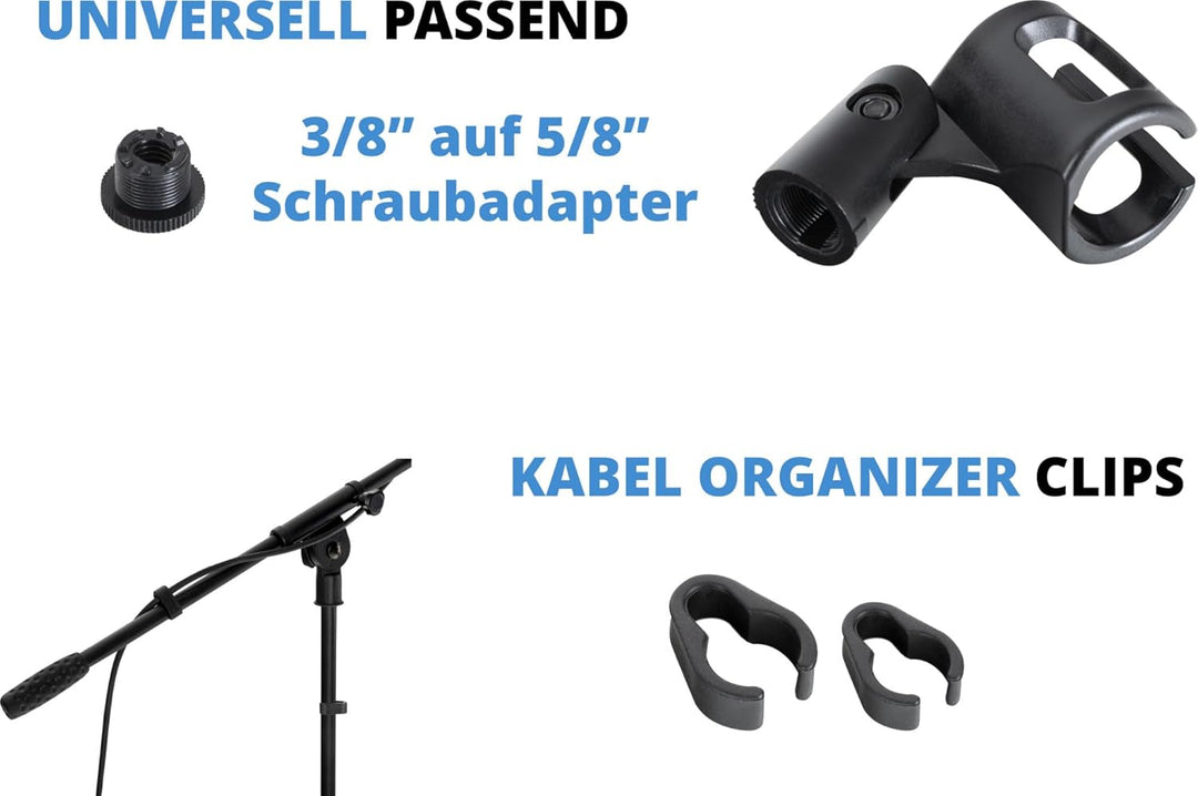 McGrey MBS-01 Mikrofonständer mit Galgen und Mikrofonklemme (Schwenkarm, höhenverstellbar bis ca. 15