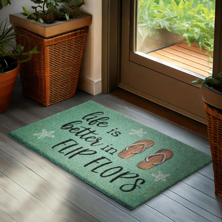 BRUBAKER Fussmatte für Aussen und Innen - Life is Better in Flip Flops - 45 x 75 cm Schmutzfangmatte