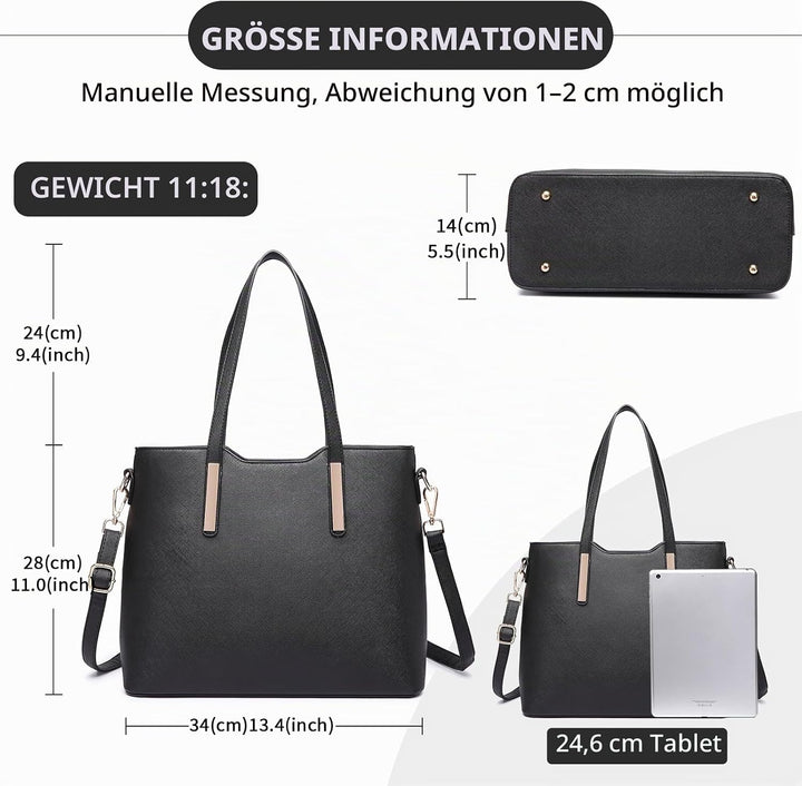 Miss Lulu Handtasche Damen Shopper Schultertasche Gross Henkeltasche Tragetasche Aktentasche Tasche