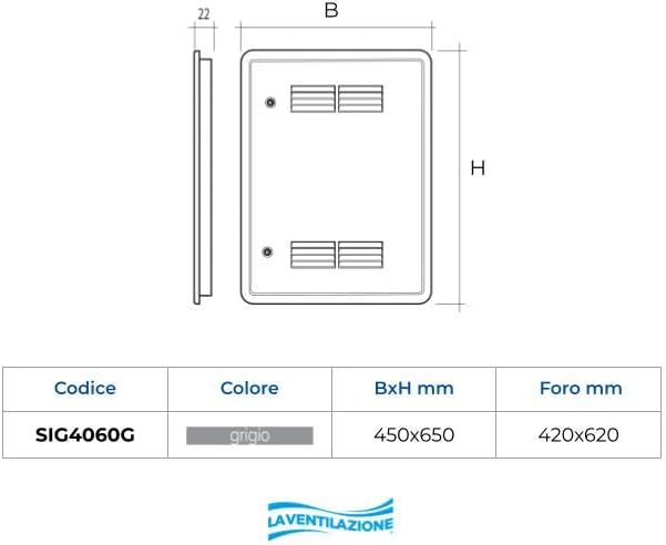 Die Belüftung sig4060g-y Revisionsklappe Gas aus ABS, grau, 450 x 650 mm Grau 450 x 650 mm Einbau-GA