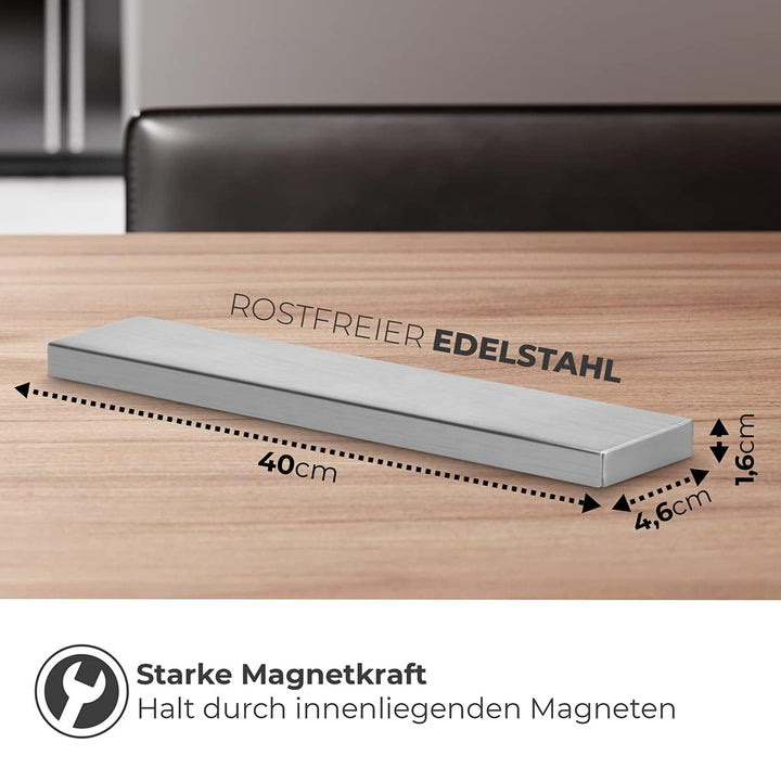 Thingles® Profi-Küchen Magnetleiste ohne Bohren für Messer - 40cm aus hochwertigem Edelstahl I Edle