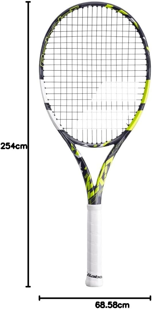 Babolat Pure Aero Team Tennis Racquet (7th Gen) - Strung with 16g White Babolat Syn Gut at Mid-Range