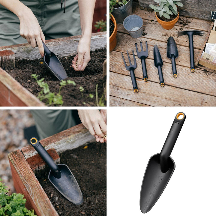 Fiskars Gartenwerkzeuge-Set, 3-teilig, Xact Unkrautstecher, Rostfreier Stahl/Kunststoff, Solid-Kombi