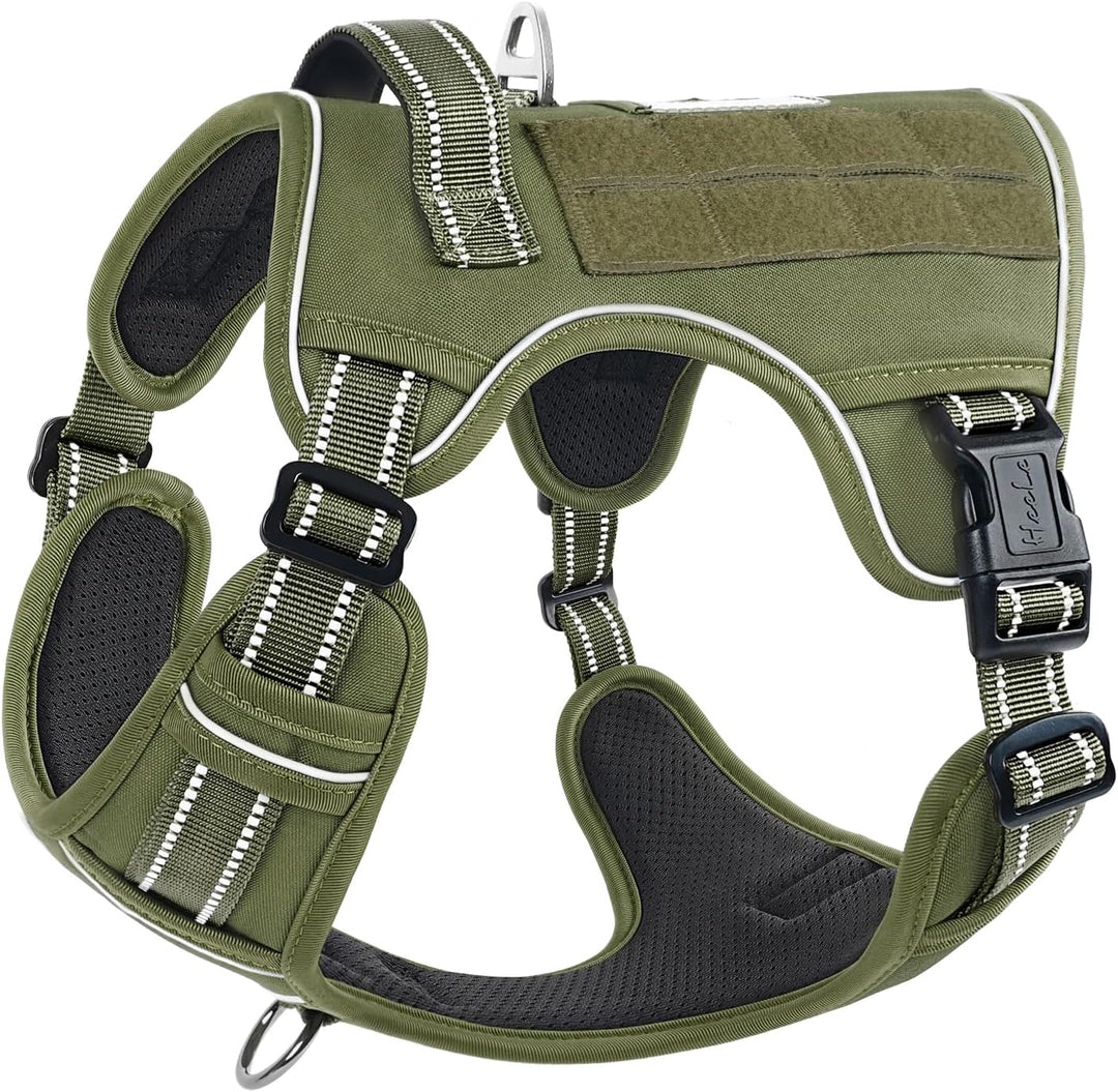 HEELE Hundegeschirr, Metall Taktisches Geschirr, Taktische Hundeweste, Service Hundegeschirr, MOLLE