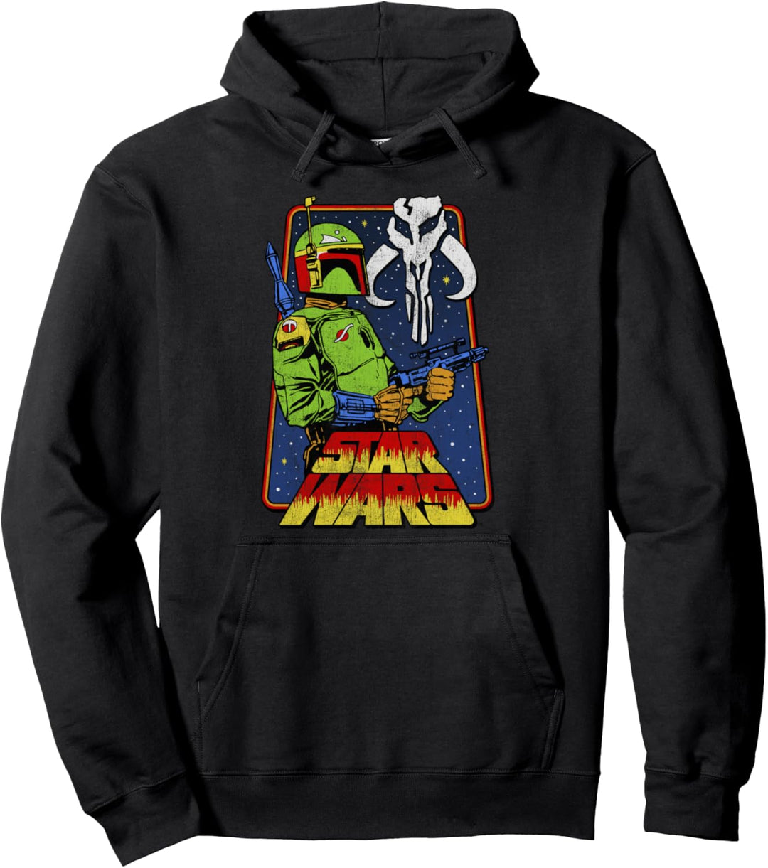 Star Wars Boba Fett Mandalorian Skull Distressed Poster Pullover Hoodie