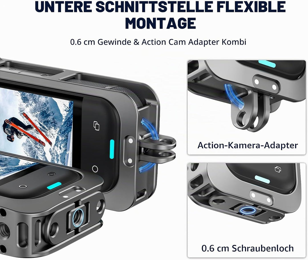 Metall-Schutzgehäuse für Insta360 X5, Schutzrahmen Case Cage Aluminiumrahmen mit Silikon-Objektivsch