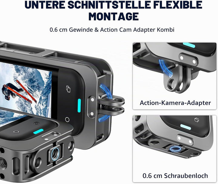 Metall-Schutzgehäuse für Insta360 X5, Schutzrahmen Case Cage Aluminiumrahmen mit Silikon-Objektivsch