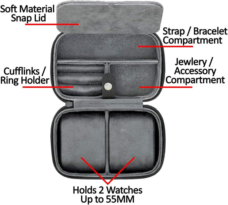 ROTHWELL Geschenkset 6 Slot Leder Uhrenbox und 2 Uhren Reiseetui - Luxus Uhrenetui Organizer, Aufbew