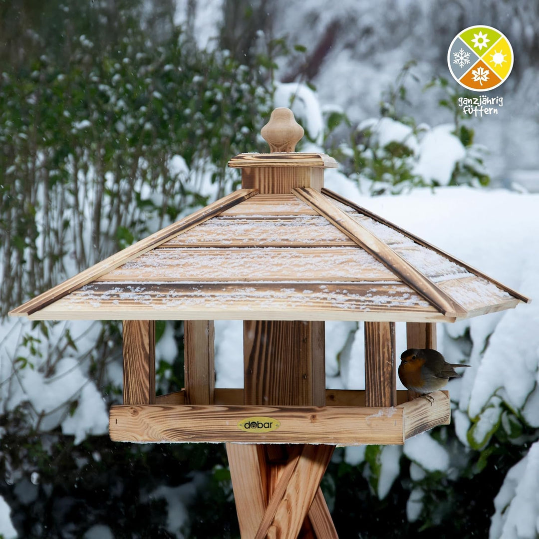 dobar® Green Label 18008FSCe Grosses Vogelfutterhaus Lumbre - Futterhaus aus Holz - Futterstation zu