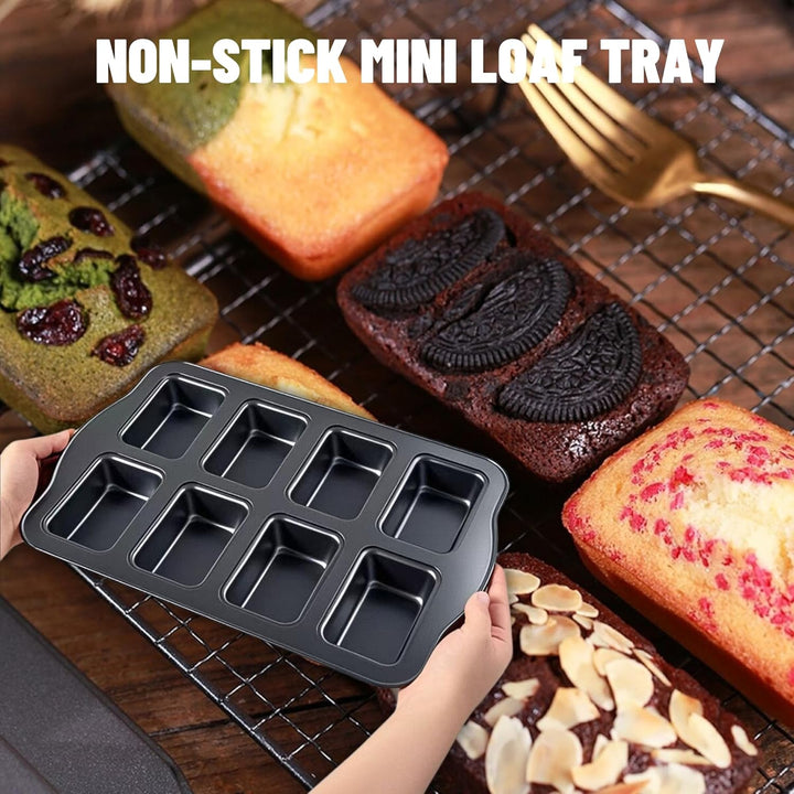 Mini Kuchen Backform, Minikastenkuchenblech Antihaft für 8 Kuchen, Mini Kastenform, Backform Rechtec