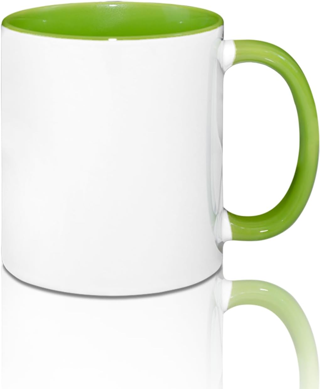 MR.R Set mit 6 Sublimationsrohlingen, 334 ml, Spülmaschinen-Keramik-Kaffeetassen, grüne Farbe, Innen