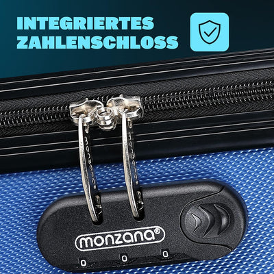 Monzana® Kofferset Baseline Hartschalen Koffer S-M-L-XL Gel-Griffe 4 Rollen ABS Hardcase Schloss Füs