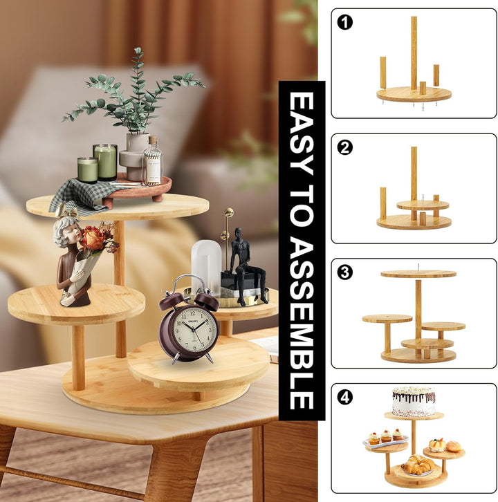 4 Etagen Kuchen und Cupcake Ständer aus Holz, Tortenständer Holz, Desserts Gebäck Display, für Desse