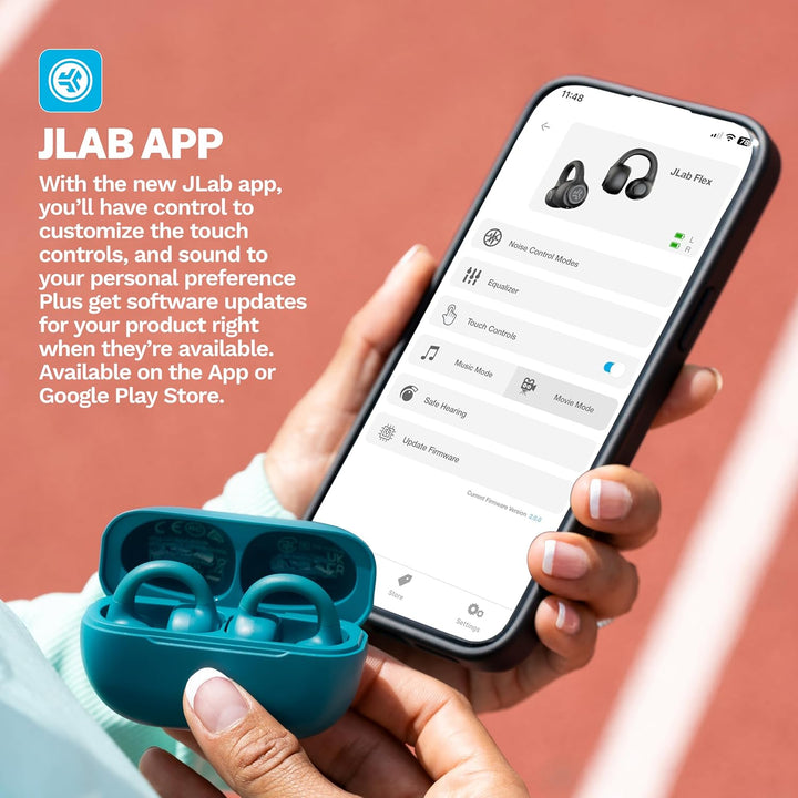 JLab Flex Open Ear Kopfhörer - Open Ear Earbuds, Manschetten-Design Clip-On-Kopfhörer, 21 Stunden Ak