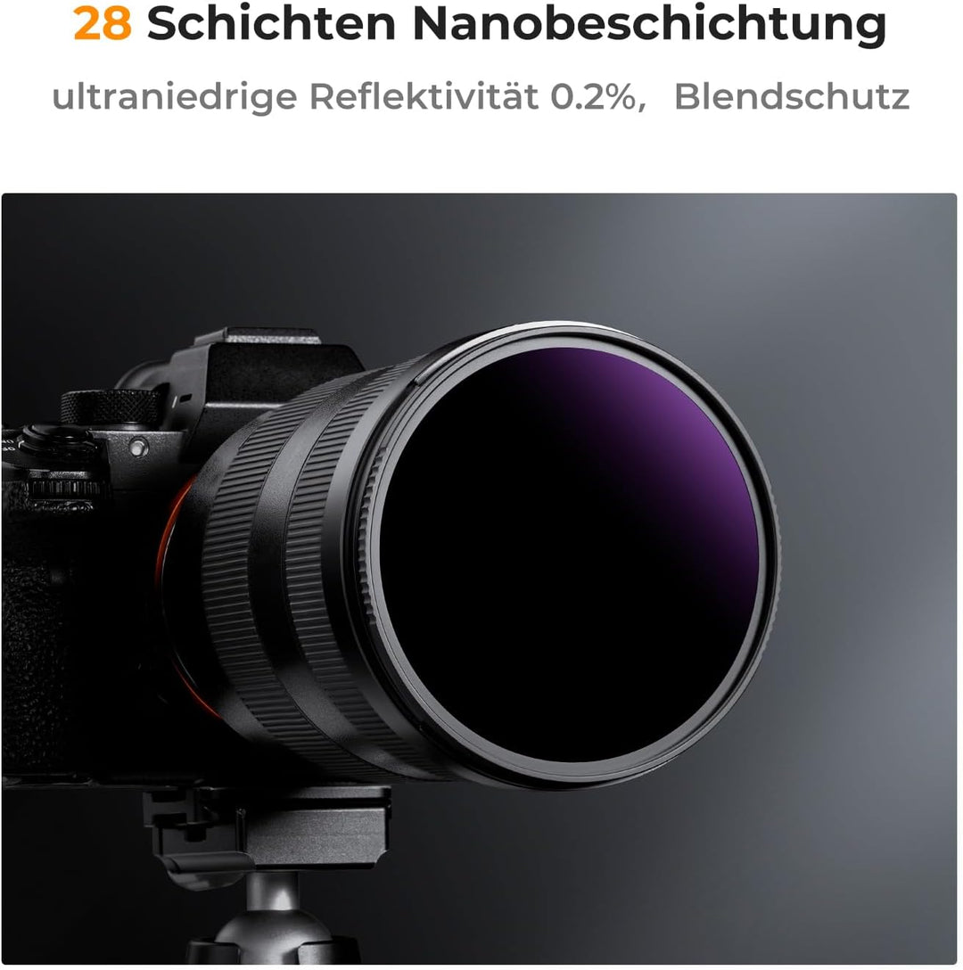 K&F Concept Nano-X Serie 82mm ND1000000 Filter Fester ND Filter Graufilter für Himmelsereignisfotogr