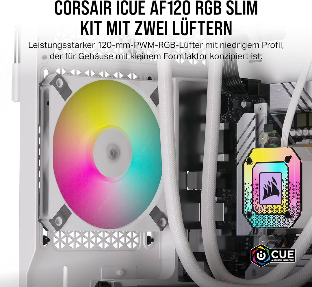 Corsair AF120 RGB Slim, 120-mm-PWM-Lüftersatz Mit Dynamischem Lager - Dünnes Profil Für Kleine Gehäu