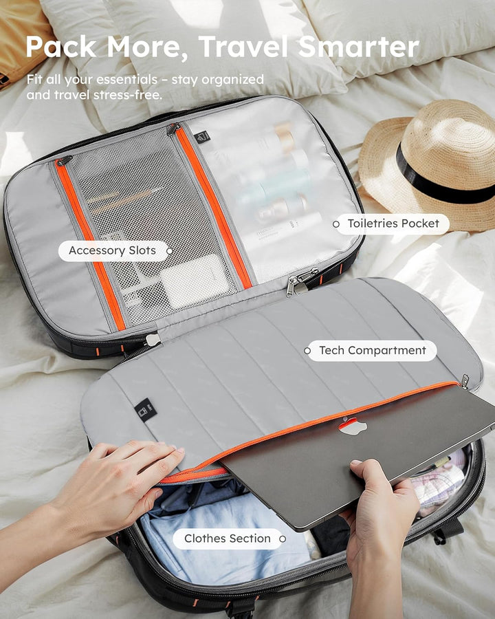 Tolaccea Reiserucksack, Handgepäck Flugzeug, TSA Freundlich Handgepäck Rucksack 35L-45L, Travel Back