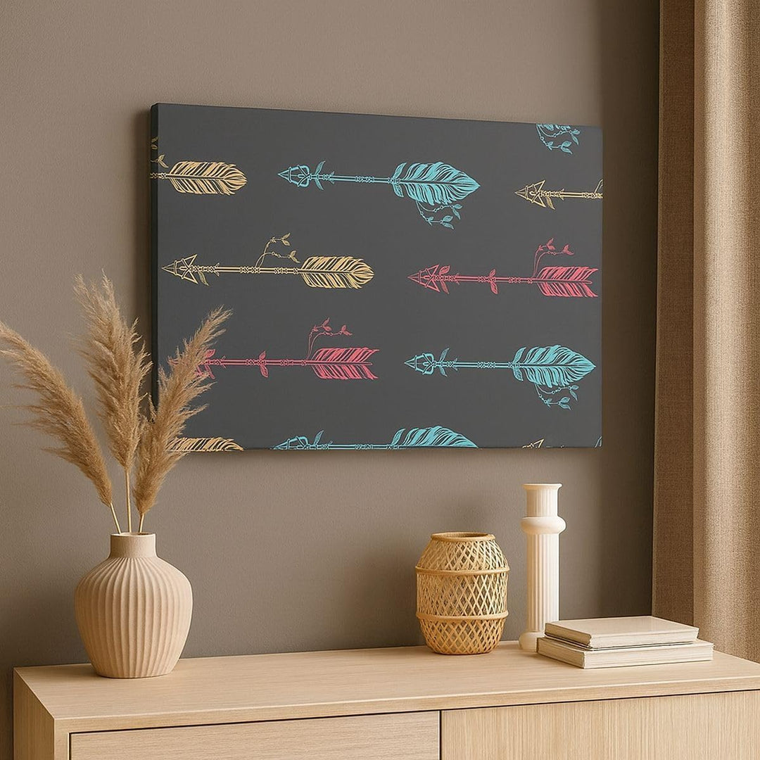 ARTTOR Bilder auf Leinwand 100x70cm Leinwandbild mit Rahmen Pfeil Feder Gross Wanddeko Bild Schlafzi