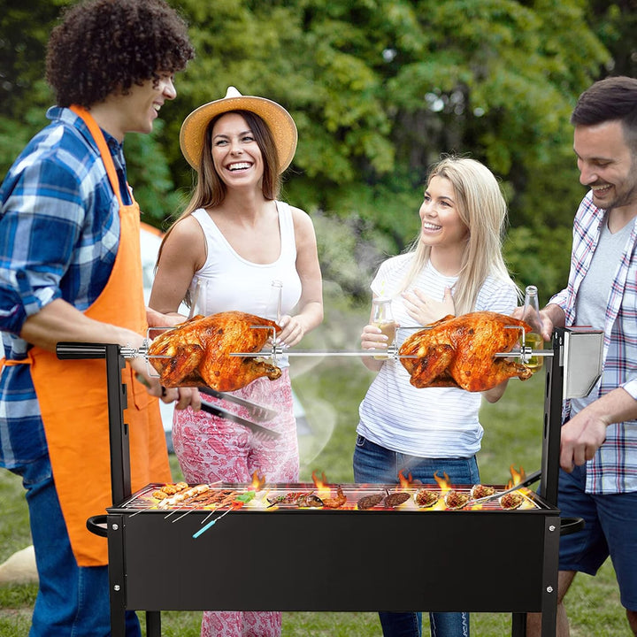 HENGMEI Edelstahl Grillspiess Set 107cm BBQ Fleischklammer mit Motor inkl.4 x Fleischnadeln, 220V -
