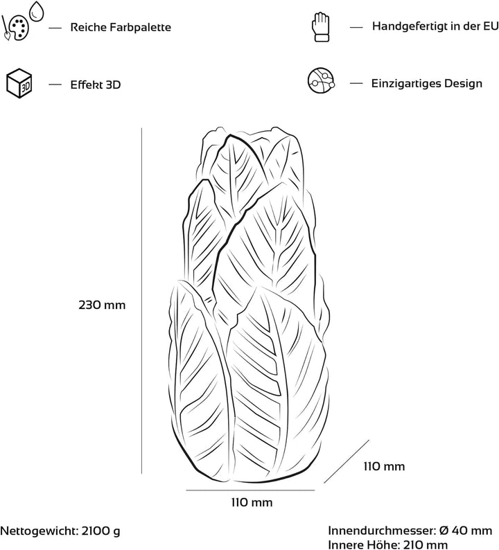 Youartme Deko Vase Kastanienbraun 110 x 110 x 230 mm - Modern Vasen Deko Hohe - Aesthetic Flower Vas