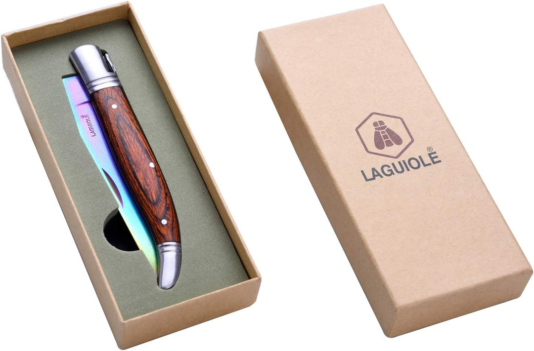 LAGUIOLE - Titan-Faltmesser mit braunem Pakka-Holzgriff - Titan, Pakka-Holz - Faltmesser für den täg