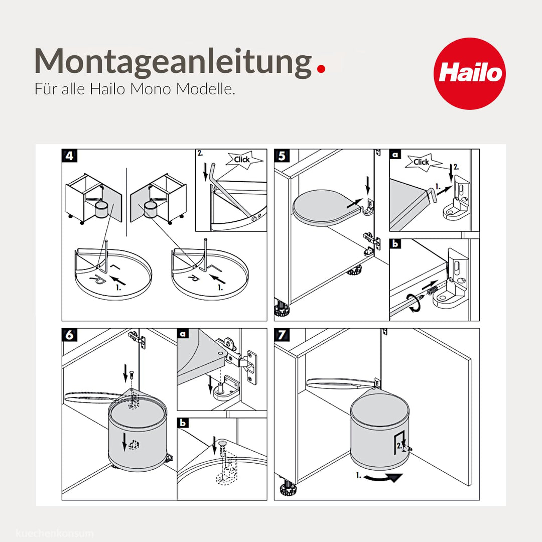 Hailo Abfallsammler 3512071 | Mono Schwenkeimer 12 Liter mit Schwenkautomatik | Einbau ab 40 cm Unte
