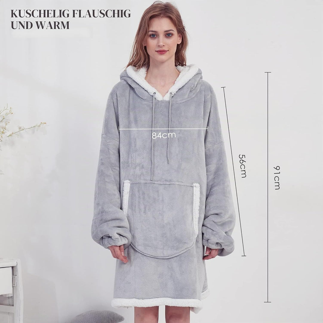 Viviland Pullover Damen & Herren Hoodie Sweatshirt, grosser und Warmer Hausanzug für Erwachsene Grau