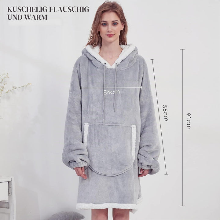 Viviland Pullover Damen & Herren Hoodie Sweatshirt, grosser und Warmer Hausanzug für Erwachsene Grau