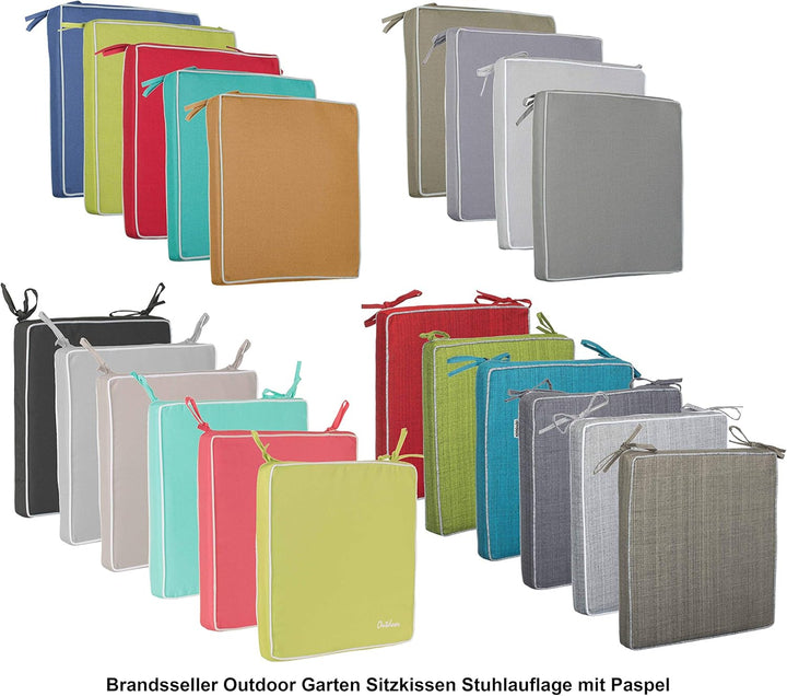 Brandsseller 4er Set Sitzkissen 40x40x4 cm – Wasser- & schmutzabweisende Stuhlkissen mit Bindebänder