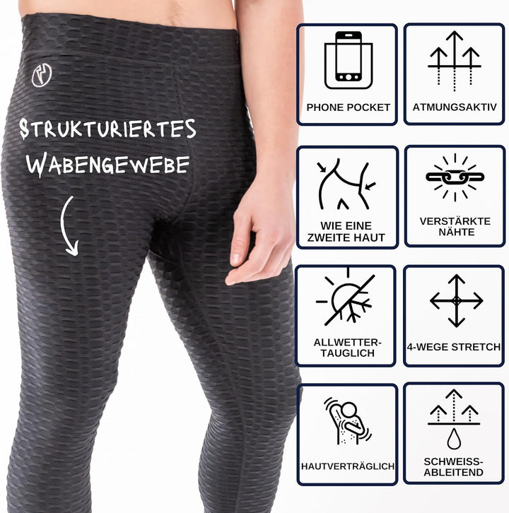 Kapow Meggings Performance Range Männer Leggings Sportkompression mit Taschen S Black Hex, S Black H
