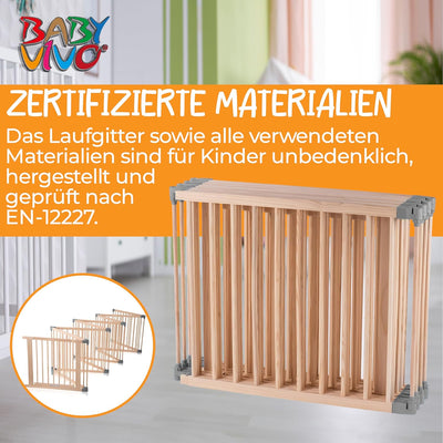 Baby Vivo XXL Laufgitter Laufstall Baby Absperrgitter Krabbelgitter Schutzgitter für Kinder aus Holz