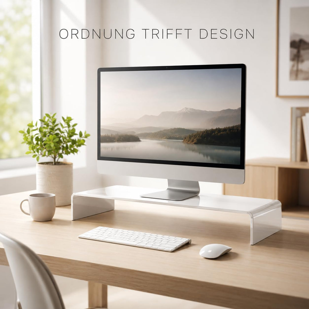 Acrylglas Monitorständer - Exklusive Bildschirmerhöhung aus deutscher Handarbeit - 10mm Monitor Stan