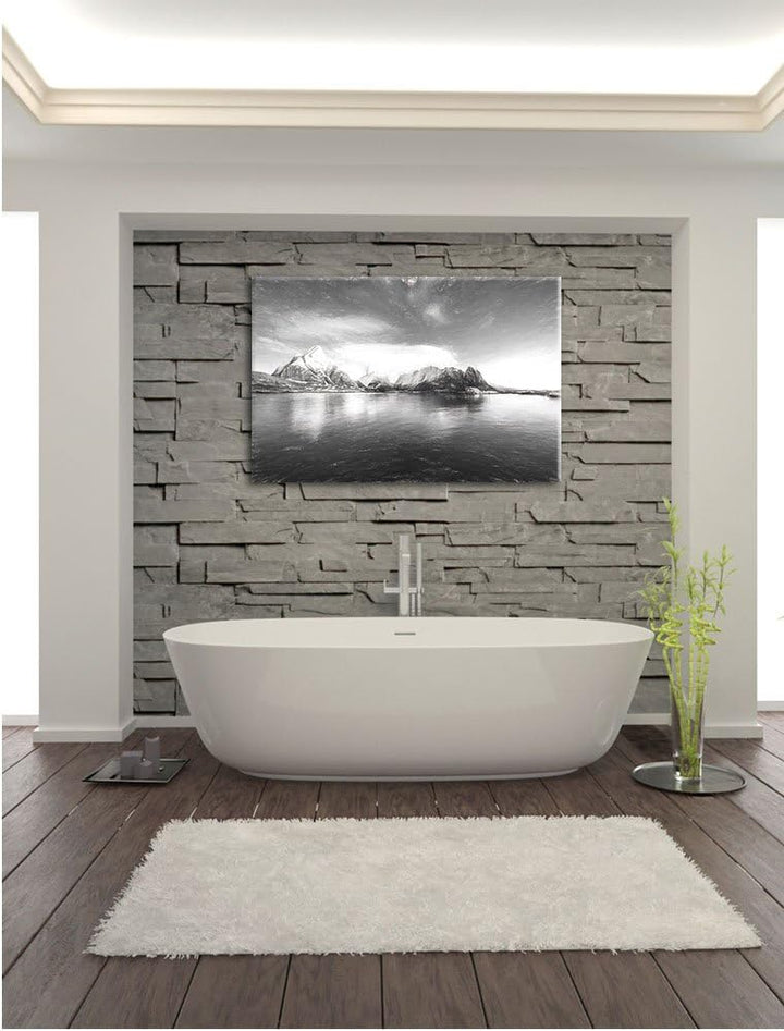 Pixxprint Lofoten in Norwegen Kunst als Leinwandbild/Grösse: 100x70 cm/Wandbild/Kunstdruck/fertig be