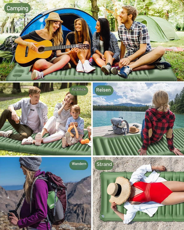 JEMULICE Isomatte Selbstaufblasend, 12CM Hoch Luftmatratze Camping Kleines Packmass, Aufblasbare Mat