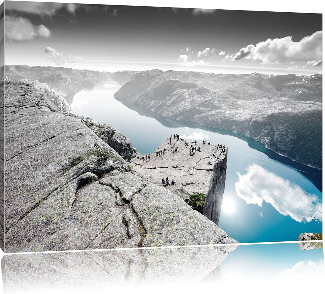 Pixxprint Küste in Norwegen als Leinwandbild/Grösse: 100x70 / Wandbild/Kunstdruck/fertig bespannt, 1