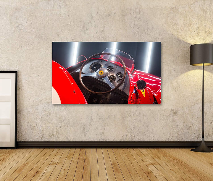 Bild auf Leinwand Ferrari 500 F2 Lenkrad und Armaturenbrett Bilder Wandbild Poster Leinwandbild 130x
