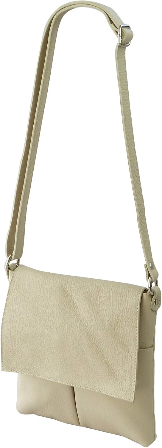 SH Leder Echtleder Umhängetasche Schultertasche Crossover aus Gernarbt Rindleder 26x25cm Kim G182 Be