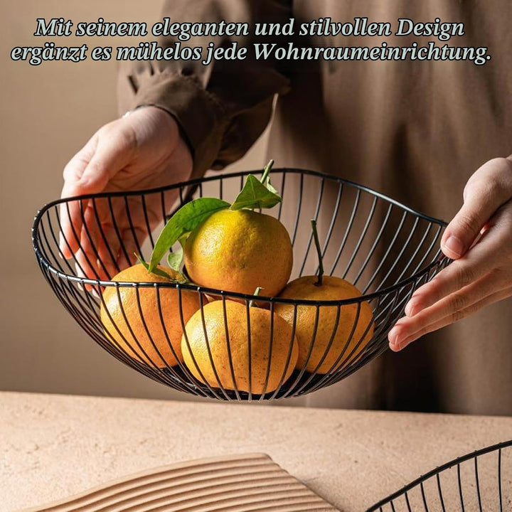 Obstschale aus Metall, Schwarze Obstschale Metall, Fruit Basket Bowl, Handgeschweisst, Starke Tragfä