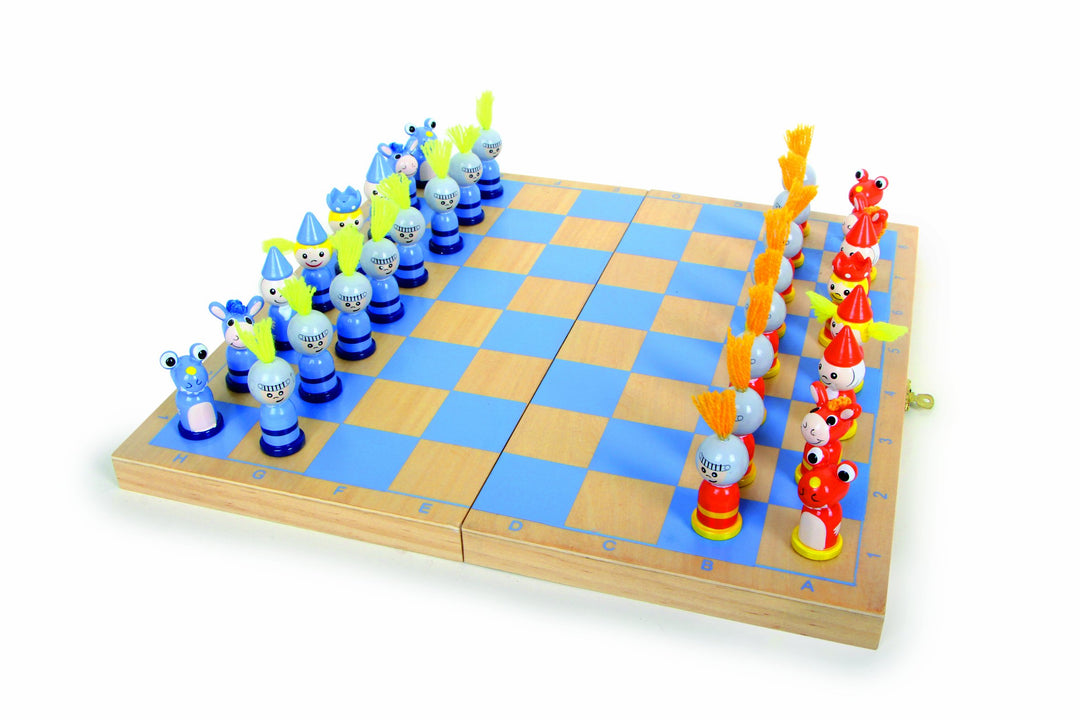 small foot Schach "Ritter" aus Holz, Reisespiel zum Klappen, ab 6 Jahren, 6084