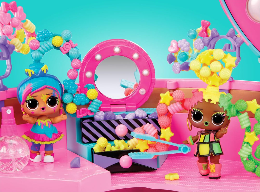 L.O.L. Surprise! Hair Beads Salon Spielset - Mit 1 Puppe und 100 Perlen sowie Haargummis, Spiegel un
